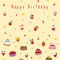 Geburtstagspostkarte mit Folienprägung – Party - Konfetti, Kuchen & Cupcakes Design in Gelb