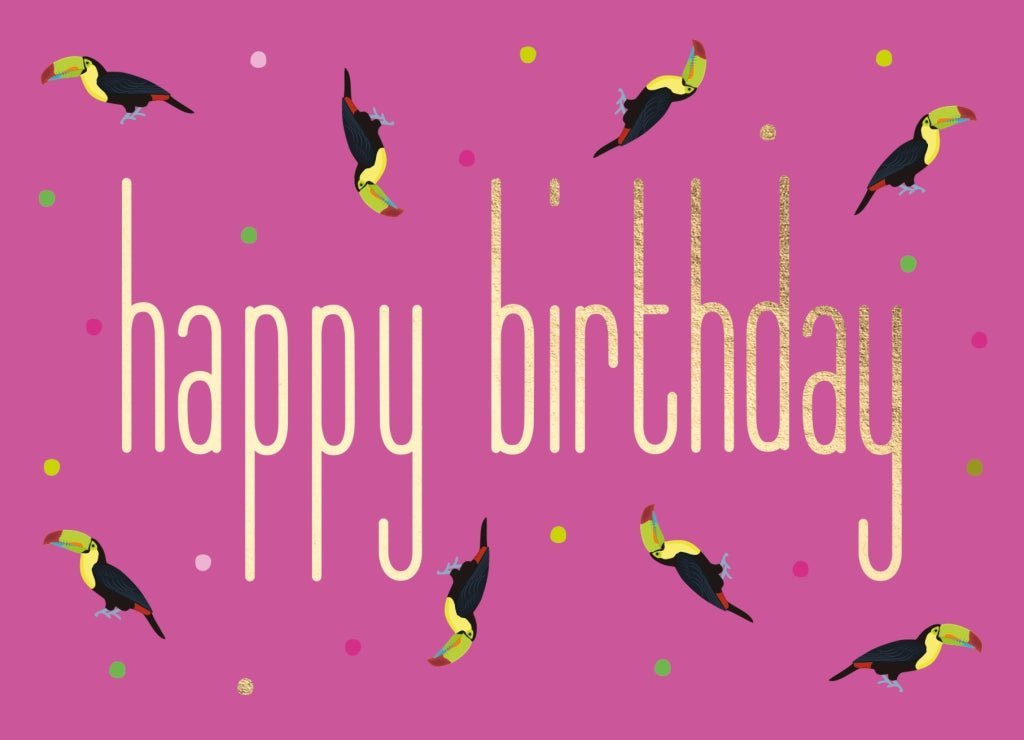Geburtstagspostkarte mit Humor: Tukane - Happy Birthday von Cityproducts