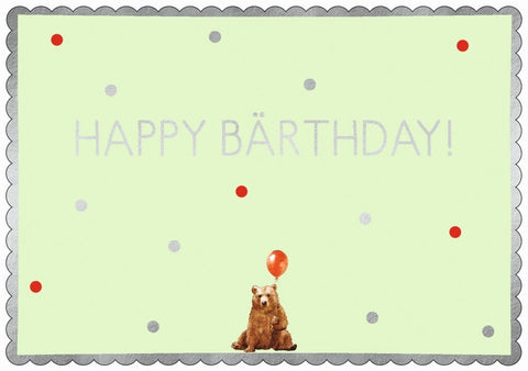 Geburtstagspostkarte mit Spruch: Happy Bärthday! - Cityproducts Bärenmotiv
