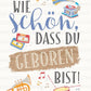 Geburtstagspostkarte Musikinstrumente - Trompete, Schlagzeug & Grammophon Design mit Folienprägung