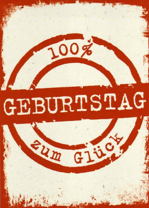 Geburtstagspostkarte – Retro Glückwunschkarte mit Rotem Stempel für Jubiläum & Feier