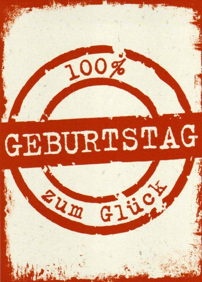Geburtstagspostkarte – Retro Glückwunschkarte mit Rotem Stempel für Jubiläum & Feier