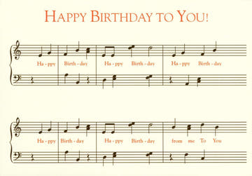 Geburtstagspostkarte - Vintage Musiknoten mit Retro Schriftzug und Melodie, Happy Birthday Karte