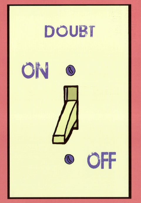 Genesungskarte Englisch Schalter Motiv Zweifel ausschalten Mut machen Postkarte für Aufmunterung und positive Gedanken