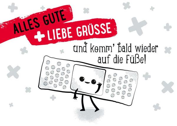 Genesungskarte: Gute Besserung und liebe Wünsche – Erhol dich schnell und komm bald wieder auf die Beine!