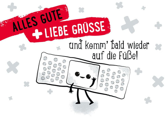 Genesungskarte: Gute Besserung und liebe Wünsche – Erhol dich schnell und komm bald wieder auf die Beine!