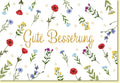 Genesungskarte mit Blumenmotiv und Schriftzug Gute Besserung farbenfrohe Doppelkarte für schnelle Genesung und herzliche Genesungswünsche