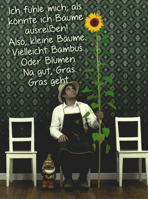 Genesungskarte mit lustigem Spruch und Sonnenblume originelle Postkarte für Aufmunterung und gute Besserung witzige Grußkarte