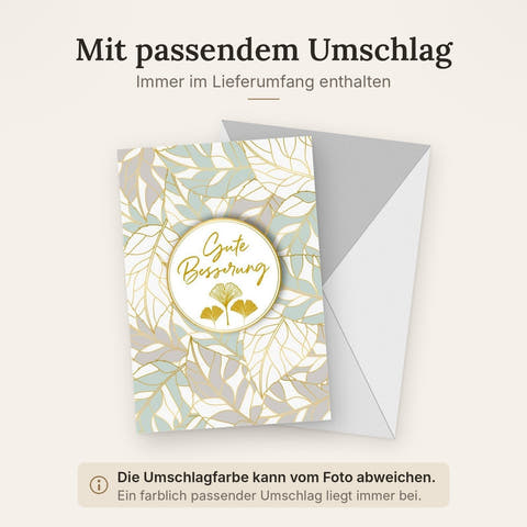 Genesungskarte "Schnelle Erholung" - Stilvolle Gute Besserung Karte mit Goldakzent, Elegantes Design für Hoffnung und Gesundheit