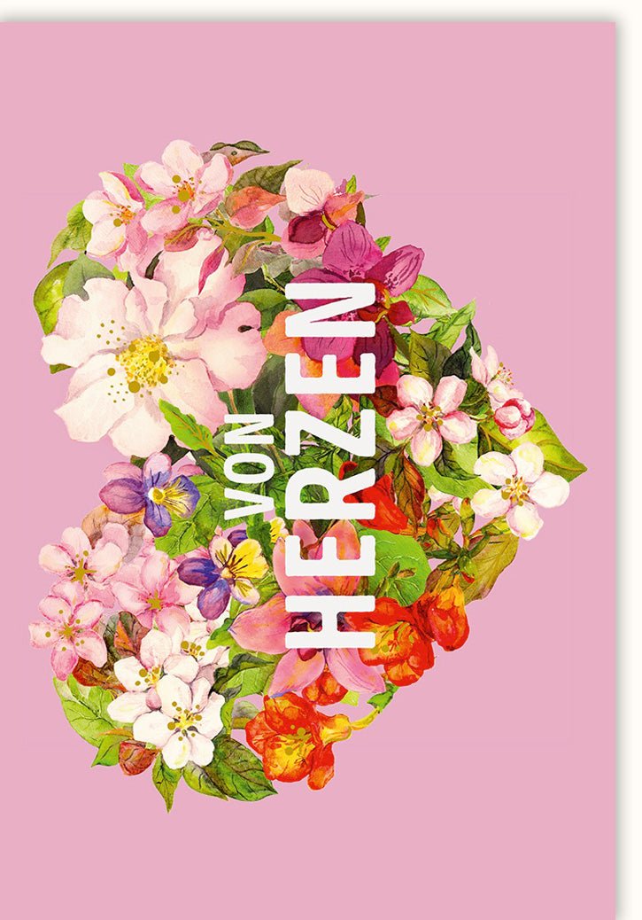 Genesungskarte von Herzen mit Blumenmotiv zartes Rosa liebevoll gestaltet Grußkarte für Genesungswünsche Doppelkarte florales Design