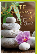 Genesungskarte – Zen-Steine mit Orchidee und inspirierendem Kraft-Spruch