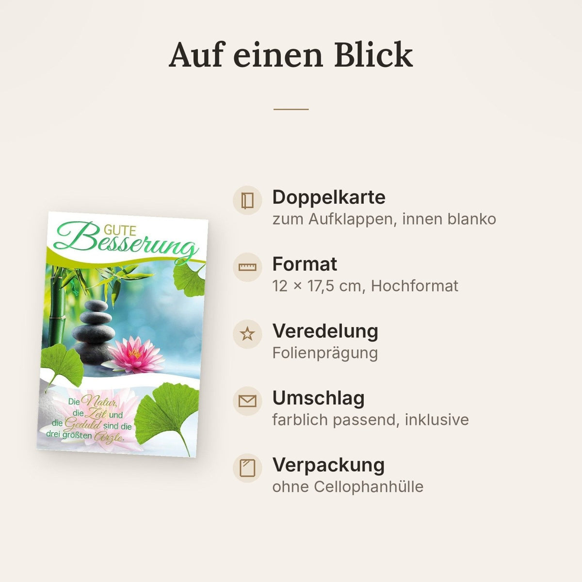 Genesungskarte zur Erholung - Naturmotiv mit Spruch in Grün & Rosa für Freunde und Familie
