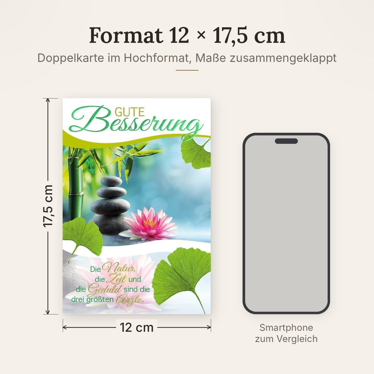 Genesungskarte zur Erholung - Naturmotiv mit Spruch in Grün & Rosa für Freunde und Familie
