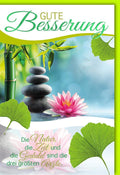 Genesungskarte zur Erholung - Naturmotiv mit Spruch in Grün & Rosa für Freunde und Familie