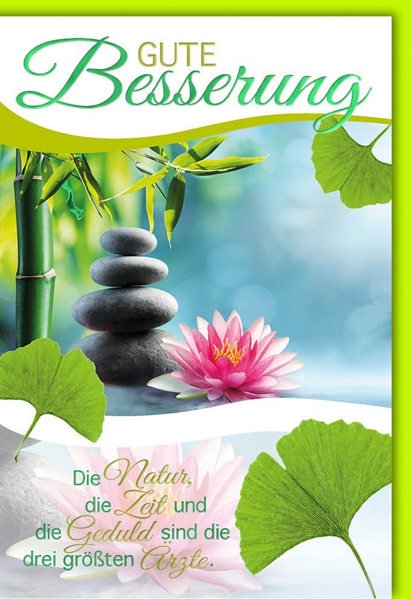 Genesungskarte zur Erholung - Naturmotiv mit Spruch in Grün & Rosa für Freunde und Familie