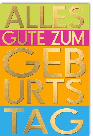 Geschäftliche Geburtstagskarte - Stilvolle Gratulation mit goldenen Akzenten, farbenfroh und modern