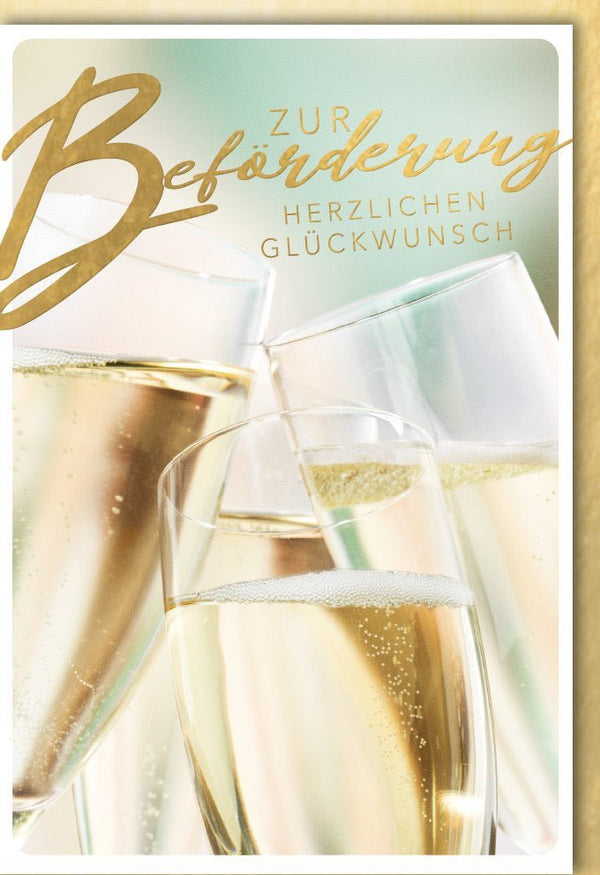 Geschäftliche Glückwunschkarte - Sektgläser-Toast-Motiv zur Beförderung, Gratulation zum beruflichen Erfolg