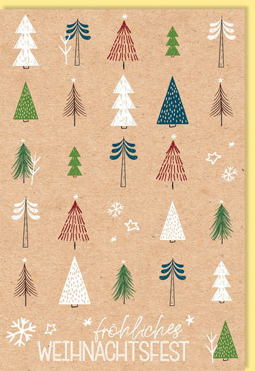 Geschäftliche Weihnachtskarte - Festliches Tannenbaum - Design auf Naturkarton, Recycelbare Qualität für stilvolle Firmenfeiertagsgrüße