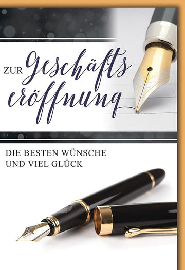 Geschäftseröffnungskarte Elegant – Füllfederhalter mit edlem Schriftzug und Goldakzenten
