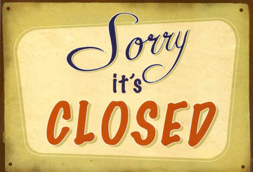 Geschäftsschließung Postkarte - Humorvolles Vintage Design mit 'Sorry It's Closed' Spruch, Perfekt für Ankündigungen und Sammler, Postkarten - Englisch