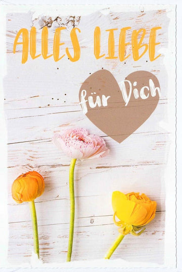 Glückwunschkarte Alles Liebe für Dich mit Herz und Blumen Motiv hochwertige Doppelkarte für persönliche Grüße und besondere Anlässe