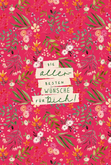 Glückwunschkarte Blumen und Blätter, aus nachhaltigem Zuckerrohrpapier