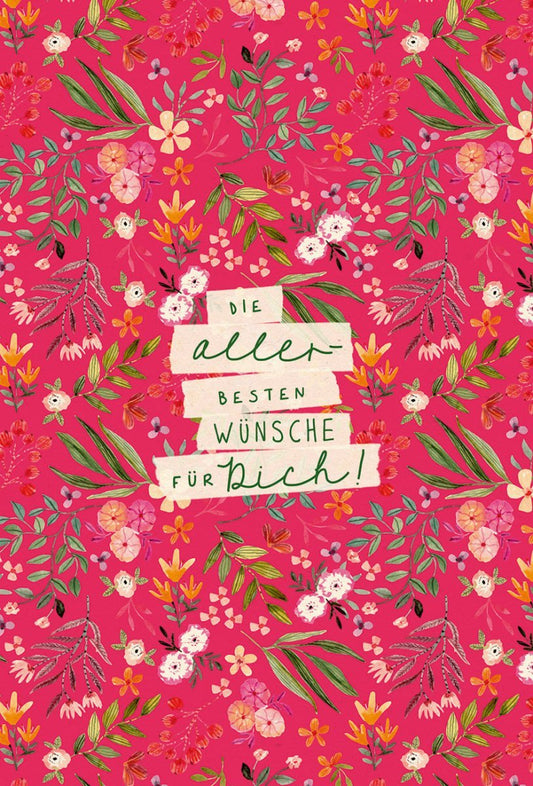 Glückwunschkarte Blumen und Blätter, aus nachhaltigem Zuckerrohrpapier