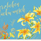 Glückwunschkarte Blumenmotiv: Elegante Karte in Gelb & Blau, Perfekt für Gratulationen & Festlichkeiten - Hochwertige Glückwunschkarten - Allgemein