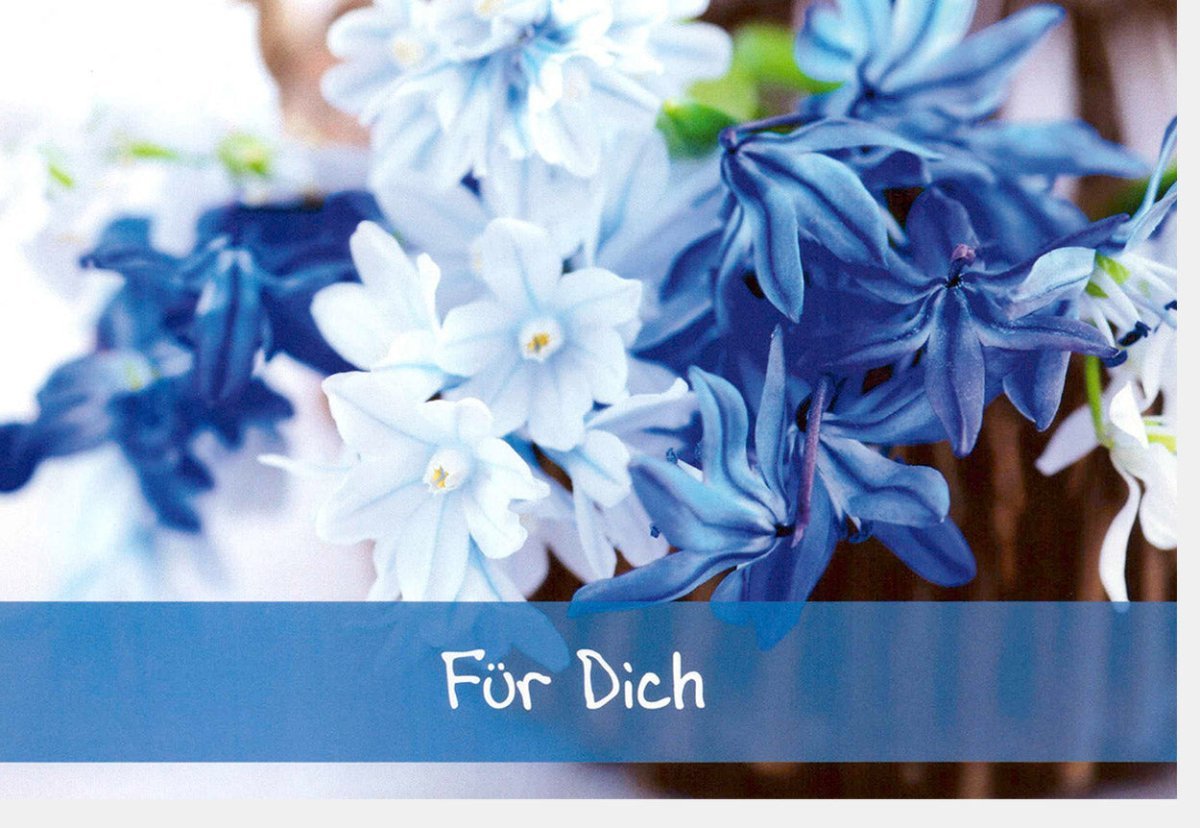 Glückwunschkarte Blumenmotiv Hellblau – Perfekt zum Versenden als Überraschung und Freude