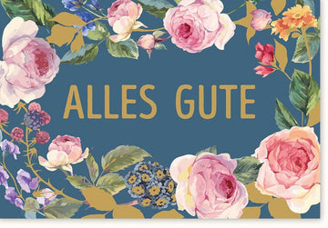 Glückwunschkarte Blumenmuster - Farbenfrohe Karte für jeden Anlass, Elegante "Alles Gute" Geschenkkarte mit floralem Design