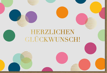 Glückwunschkarte bunte Punkte modern edles Design mit goldener Schrift Doppelkarte für besondere Anlässe hochwertige Doppelkarte