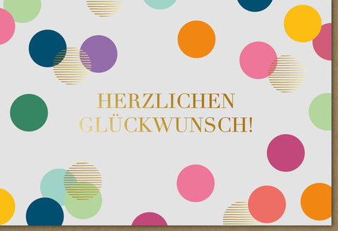 Glückwunschkarte bunte Punkte modern edles Design mit goldener Schrift Doppelkarte für besondere Anlässe hochwertige Doppelkarte