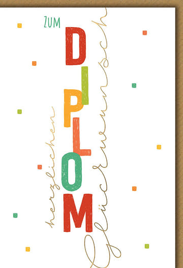 Glückwunschkarte Diplom – Bunte Buchstaben im modernen, minimalistischen Design