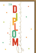 Glückwunschkarte Diplom – Bunte Buchstaben im modernen, minimalistischen Design