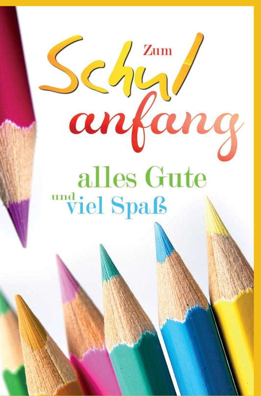 Glückwunschkarte Einschulung - Bunte Erstklässlerkarte mit Buntstiftmotiv für Schulanfang & Bildungsweg
