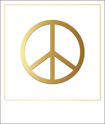 Glückwunschkarte Friedenssymbol - Hochwertige Blanko Postkarte mit Eleganter Goldfolie, Peace - Zeichen Design, Perfektes Schreibwaren Geschenk