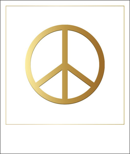 Glückwunschkarte Friedenssymbol - Hochwertige Blanko Postkarte mit Eleganter Goldfolie, Peace - Zeichen Design, Perfektes Schreibwaren Geschenk