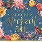 Glückwunschkarte goldene Hochzeit 50 Jahre edle Doppelkarte mit Blumen und Vögeln florales Design Jubiläumskarte Hochzeitskarte