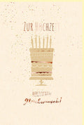 Glückwunschkarte Hochzeit mit Torte & Kerzen, Zuckerrohrpapier, Roségold Metallicfolie, Perfekt für Brautpaar & Jubiläum