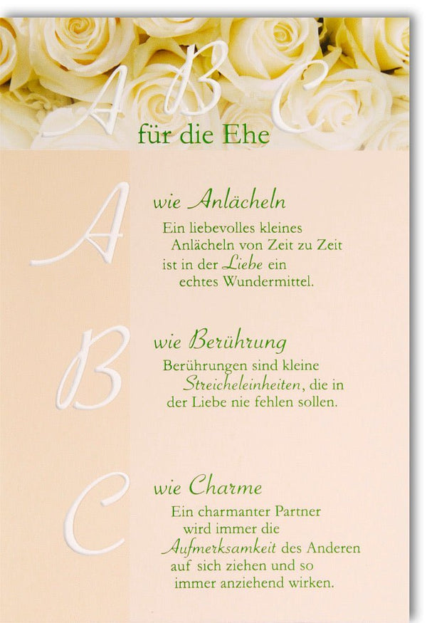 Glückwunschkarte Hochzeit - Romantische Karte mit Rosenmotiv und Poesie für den besonderen Tag