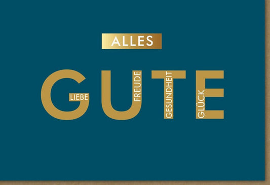Glückwunschkarte in Gold & Braun - Stilvolles Unisex Design für Erwachsene, Perfekt als Geschenk für Familie, Freunde & Kollegen