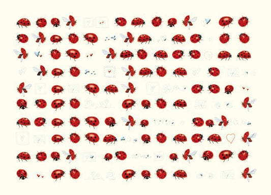 Glückwunschkarte Marienkäfer – Naturinspirierte Karte mit Rot - Schwarzem Käfer, Herz & Schmetterlingen für Liebe und Erfolg, Blankopostkarten