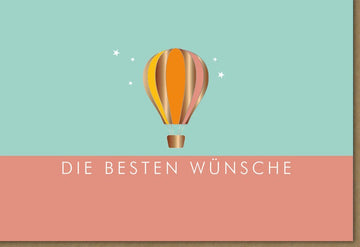 Glückwunschkarte mit Ballon - Design und Schriftzug in Mint & Orange, Perfekt für Feierlichkeiten, Hochwertige Grußkarte für Erwachsene und Jugendliche