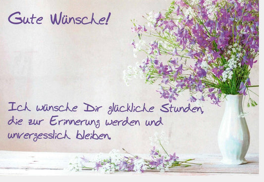 Glückwunschkarte mit Blumenvase - Herzliche Botschaft für freudige Anlässe und Feierlichkeiten