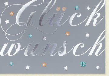 Glückwunschkarte mit Glitzersternen und Schriftzug – Festliche Karte für besondere Anlässe