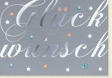 Glückwunschkarte mit Glitzersternen und Schriftzug – Festliche Karte für besondere Anlässe