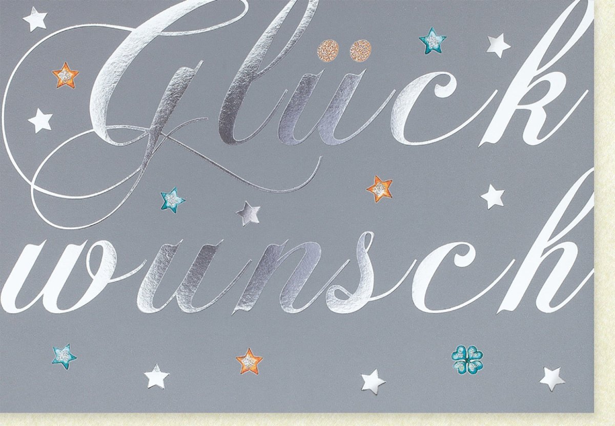 Glückwunschkarte mit Glitzersternen und Schriftzug – Festliche Karte für besondere Anlässe