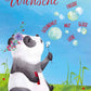 Glückwunschkarte Panda & Pusteblume – Liebevolle Botschaft für Gesundheit und Glück, Farbenfrohe Himmelsillustration