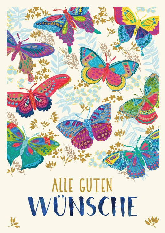 Glückwunschkarte Schmetterlinge Veredelt – Beste Wünsche für Jeden Anlass