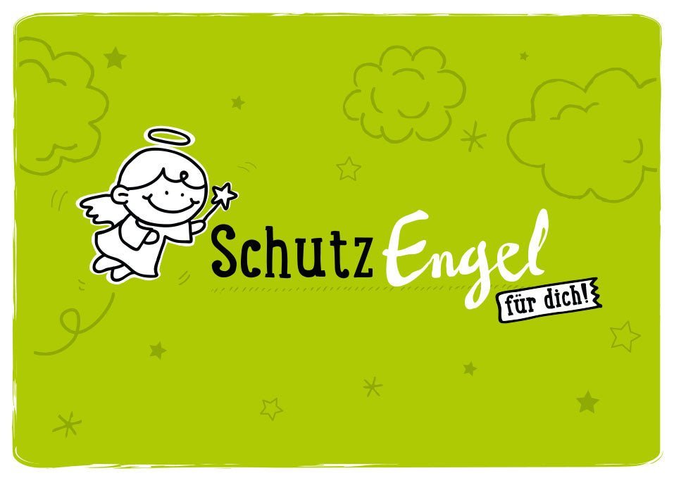 Glückwunschkarte Schutzengel - Engel Illustration mit Sternchen - Wolken, Hoffnung & Liebe, Postkarten - Sprüche
